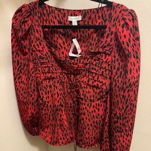 NWT Red cheetah print corset style blouse from Topshop